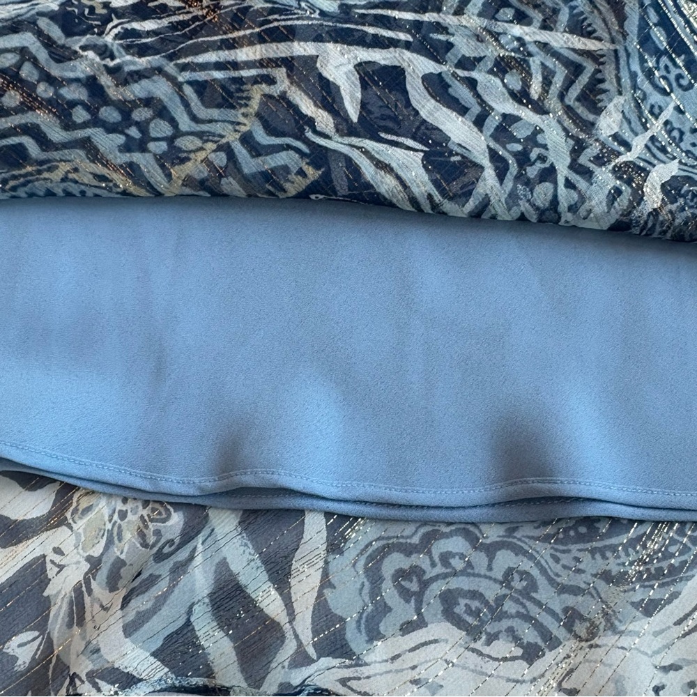 VTG Chadwick’s Silk A-Line Skirt Sz 12 Blue Gold Metallic Abstract Art To Wear - Picture 7 of 14